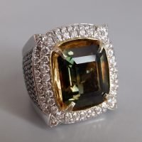 17ct Tri Color Sapphire Ring Men 18k