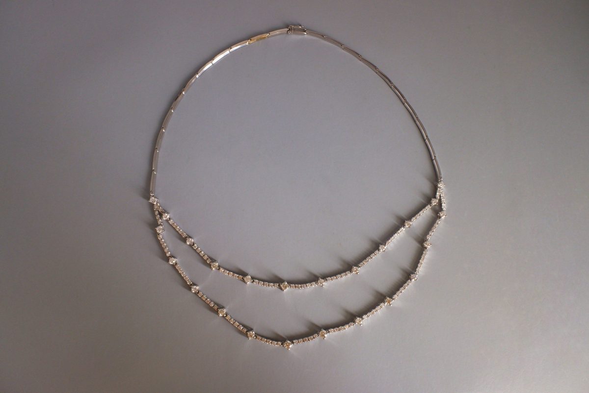 4ct Tiered Diamond Choker Necklace 18k