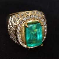 5ct Colombian Emerald Ring Men 18k