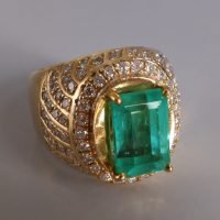 5ct Colombian Emerald Ring Men 18k