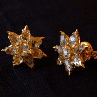 Antique Rose Cut Diamond Earrings Chinese 20k