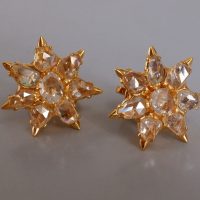 Antique Rose Cut Diamond Earrings Chinese 20k