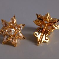 Antique Rose Cut Diamond Earrings Chinese 20k