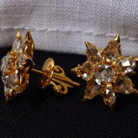 Antique Rose Cut Diamond Earrings Chinese 20k