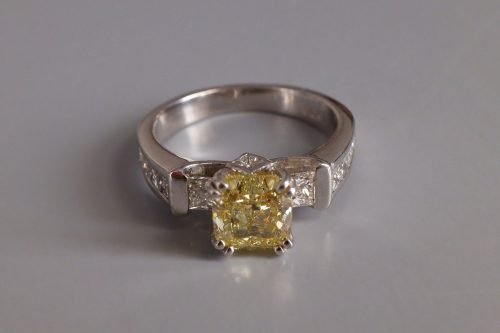 2.05ct Fancy Yellow Diamond Platinum Ring 2