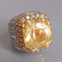 25ct Unheated Yellow Sapphire Ring Men 18k