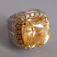 25ct Unheated Yellow Sapphire Ring Men 18k