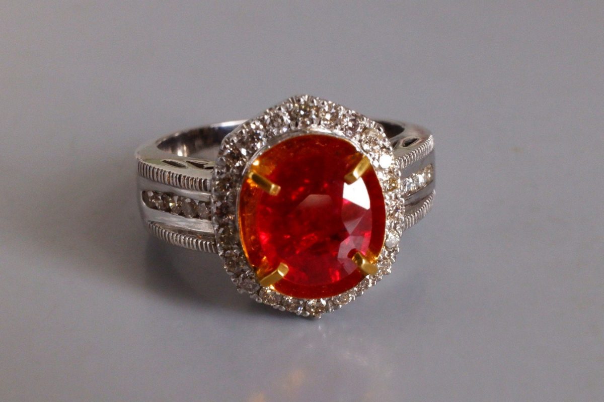3ct Unheated Vivid Red Ruby Ring Vintage 18k