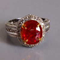 3ct Unheated Vivid Red Ruby Ring Vintage 18k