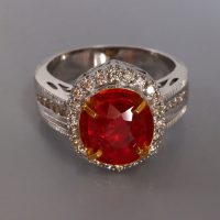 3ct Unheated Vivid Red Ruby Ring Vintage 18k