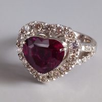 Gem Gardener, corundum ruby ring, heart halo ring, heart cut sapphire ring, corundum engagement ring, purple sapphire halo ring, ruby ring singapore, vintage rings singapore