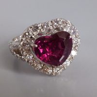 Gem Gardener, corundum ruby ring, heart halo ring, heart cut sapphire ring, corundum engagement ring, purple sapphire halo ring, ruby ring singapore, vintage rings singapore