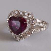 Gem Gardener, corundum ruby ring, heart halo ring, heart cut sapphire ring, corundum engagement ring, purple sapphire halo ring, ruby ring singapore, vintage rings singapore