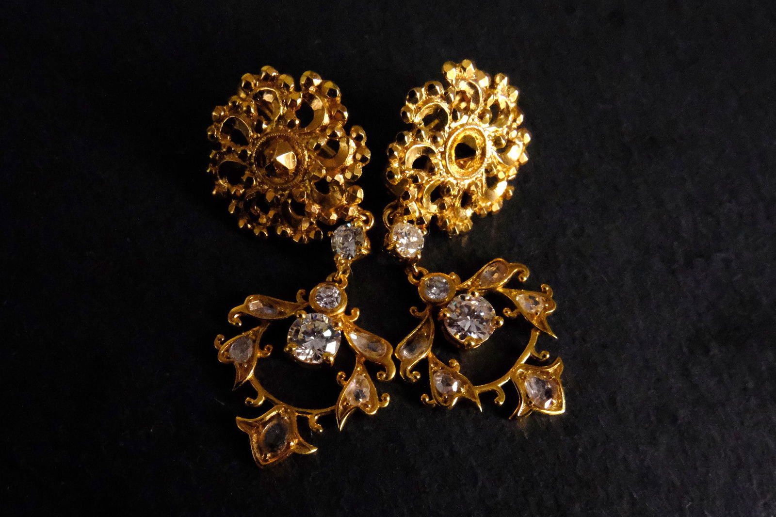 Gem Gardener, 22k gold antique earrings, antique chinese gold jewelry, antique chinese earrings, antique gold dangle earrings, antique jewellery singapore