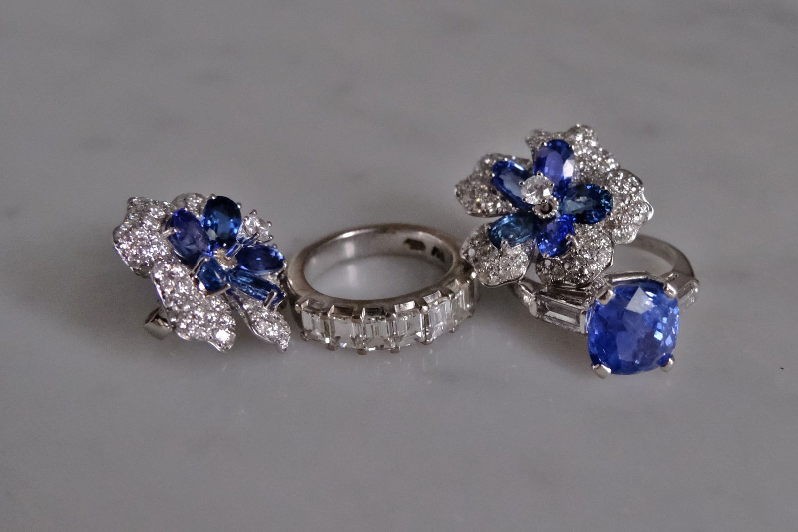 Blue Sapphire Flower Earrings Cluster 18k Gem Gardener