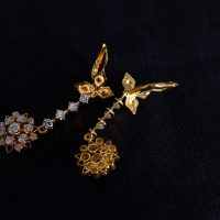 Line Flower Diamond Dangle Earrings 20k Chinese