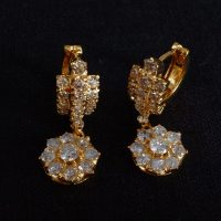 Vintage Chinese Diamond Huggie Earrings 20k