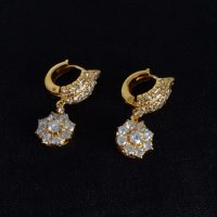 Vintage Chinese Diamond Huggie Earrings 20k