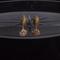 Vintage Chinese Diamond Huggie Earrings 20k