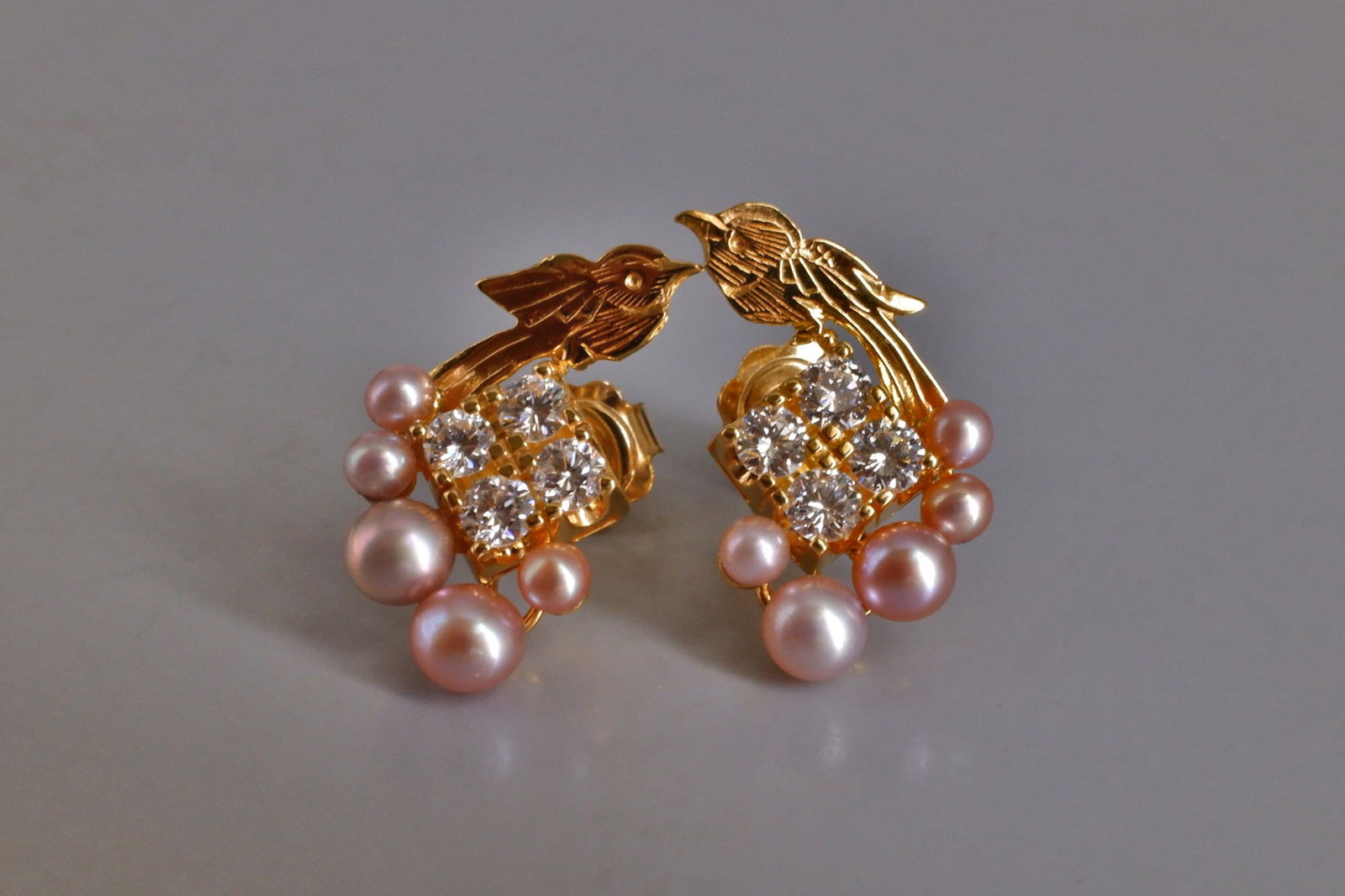 Gem Gardener, pearl diamond earrings stud, vintage bird earrings, pearl earrings singapore, gold bird earrings studs, chinese wedding earrings, vintage earrings singapore, vintage jewellery singapore, statement earrings singapore