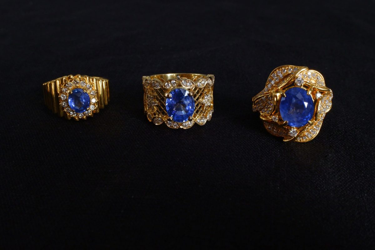Blue Sapphire Star Mesh Ring 4d
