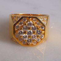 Brutalist Octagon Diamond Ring Men 20k Vintage