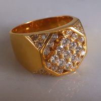 Brutalist Octagon Diamond Ring Men 20k Vintage