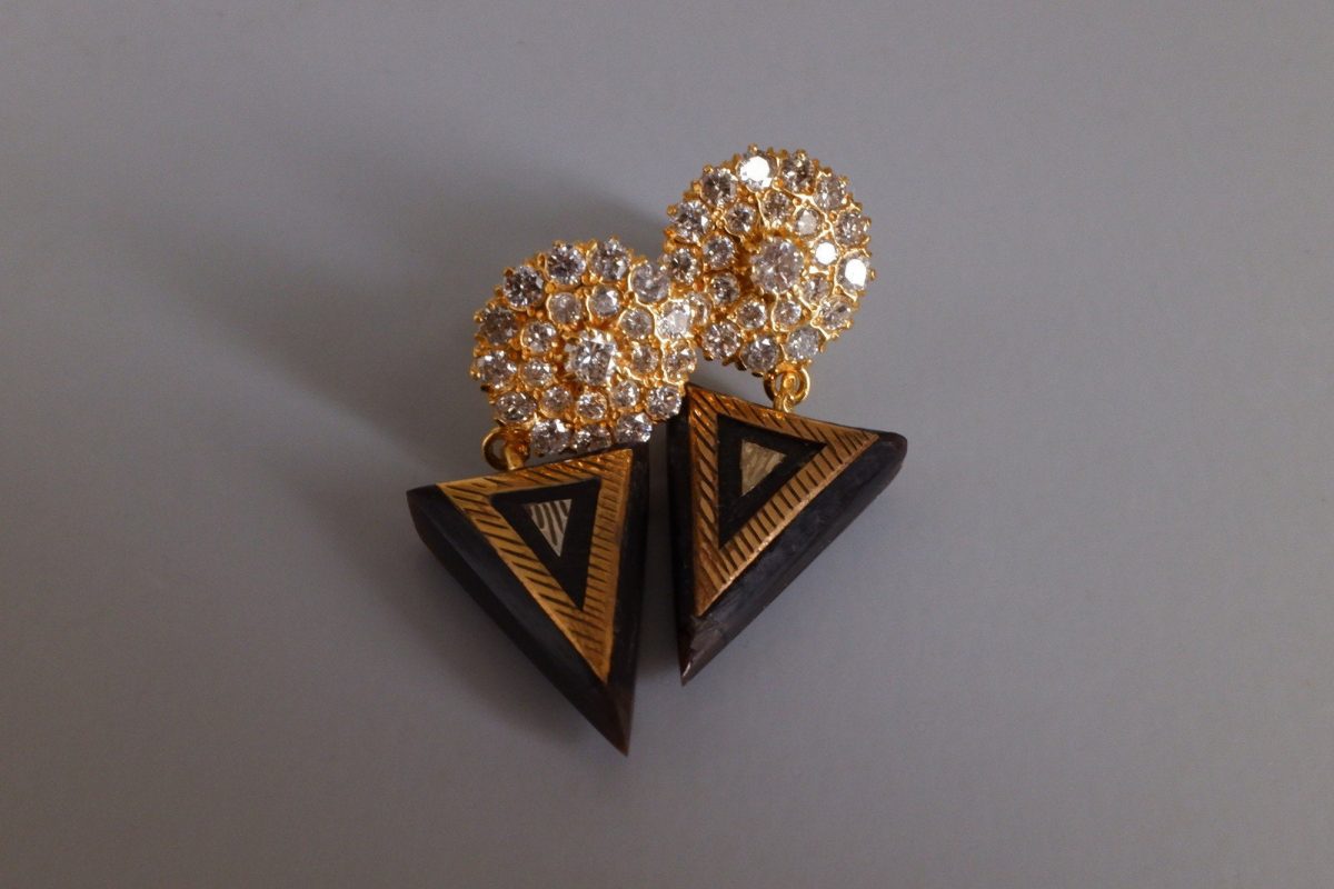 Antique Diamond Pendant Earrings 18k Chinese Victorian