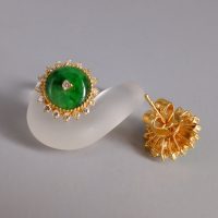 Art Deco Jadeite Halo Earrings 20k Chinese Vintage