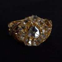 Rose Cut Diamond Cluster Ring 20k Vintage Chinese
