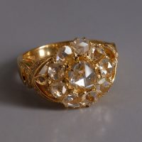 Rose Cut Diamond Cluster Ring 20k Vintage Chinese