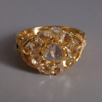 Rose Cut Diamond Cluster Ring 20k Vintage Chinese