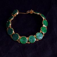 Antique Jade Coin Charm Bracelet 20k Chinese