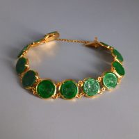 Antique Jade Coin Charm Bracelet 20k Chinese