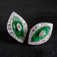 jade stud earrings, jadeite stud earrings, marquise jade, art deco jade earrings, jade earrings singapore, jade stud earrings singapore, jade platinum earrings, Gem Gardener