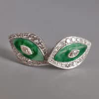 marquise jade, art deco jade earrings, jade earrings singapore, jade stud earrings singapore, jade platinum earrings