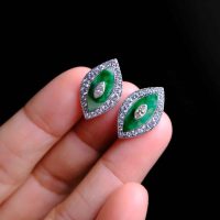 jade stud earrings, jadeite stud earrings, marquise jade, art deco jade earrings, jade earrings singapore, jade stud earrings singapore, jade platinum earrings, Gem Gardener