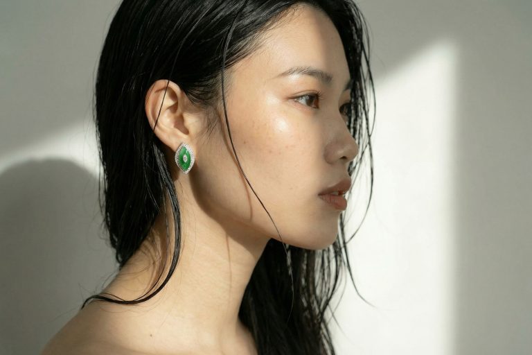 jade stud earrings, jadeite stud earrings, marquise jade, art deco jade earrings, jade earrings singapore, jade stud earrings singapore, jade platinum earrings, Gem Gardener