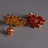 Gem Gardener, ruby earrings singapore, flower earrings singapore, ruby stud earrings gold, ruby wedding anniversary earrings, unique earrings singapore, statement earrings singapore, cocktail earrings singapore, red ruby earrings singapore, ruby jewellery singapore