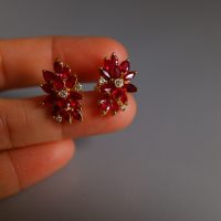Gem Gardener, ruby earrings singapore, flower earrings singapore, ruby stud earrings gold, ruby wedding anniversary earrings, unique earrings singapore, statement earrings singapore, cocktail earrings singapore, red ruby earrings singapore, ruby jewellery singapore