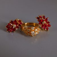 Gem Gardener, ruby earrings singapore, flower earrings singapore, ruby stud earrings gold, ruby wedding anniversary earrings, unique earrings singapore, statement earrings singapore, cocktail earrings singapore, red ruby earrings singapore, ruby jewellery singapore