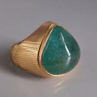 17ct Emerald Sugarloaf Cabochon Ring Men Vintage