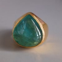 17ct Emerald Sugarloaf Cabochon Ring Men Vintage