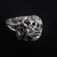Antique Chinese Diamond Ring Art Nouveau 18k