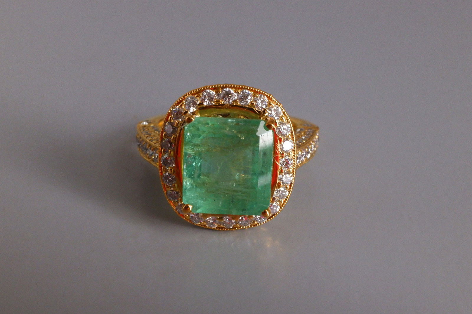 4ct Light Green Colombian Emerald Diamond Ring 18k Gem Gardener