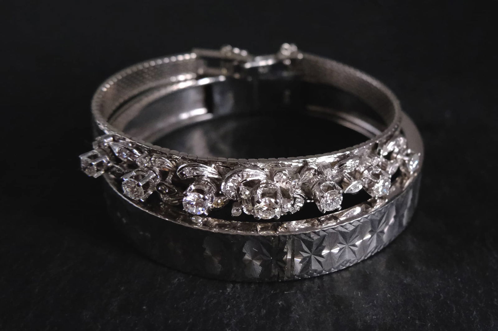 Gem Gardener, vintage white gold diamond bracelet, diamond bangle bracelet white gold, antique white gold diamond bracelet, diamond bracelet watch band, diamond bracelet singapore