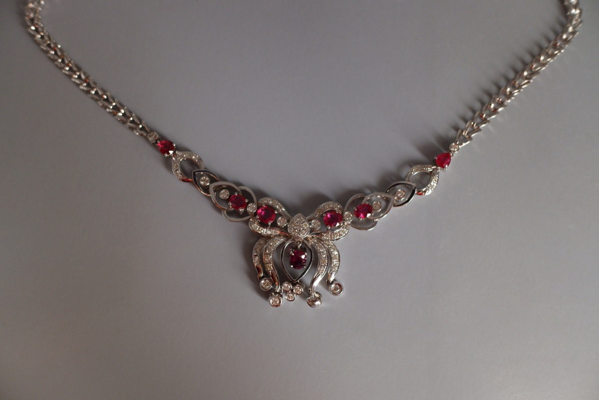 Ruby & Pink Sapphire Lavaliere Necklace 18k