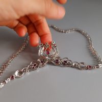Ruby & Pink Sapphire Lavaliere Necklace 18k