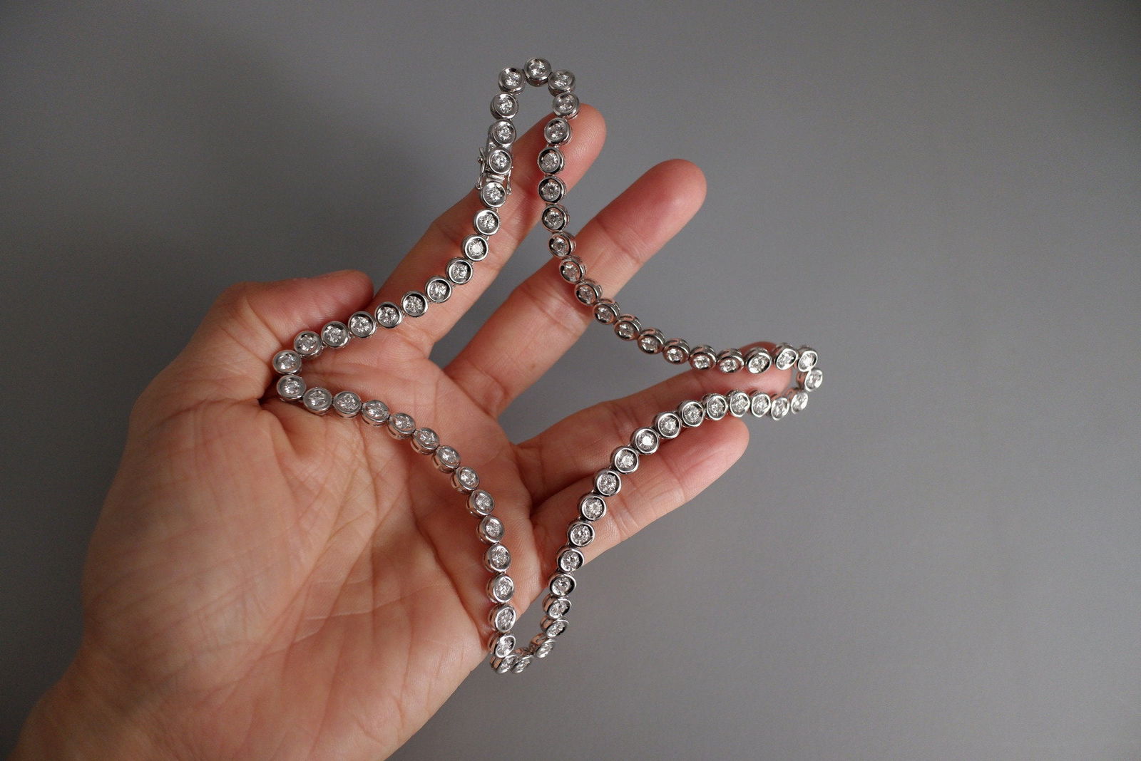 Thick Bezel Diamond Tennis Necklace 18k Gem Gardener