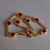 18k Red Ruby Link Bracelet Vintage